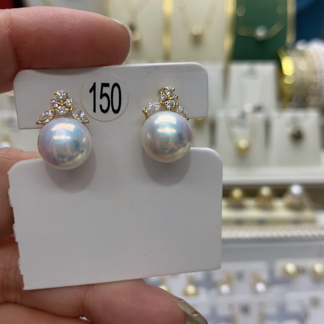 淡水珍珠耳饰18K金镶嵌
