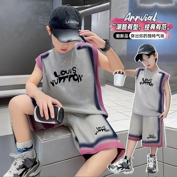 速干衣儿童套装痞帅男童夏装套装男童6岁潮款胖男孩夏季套装