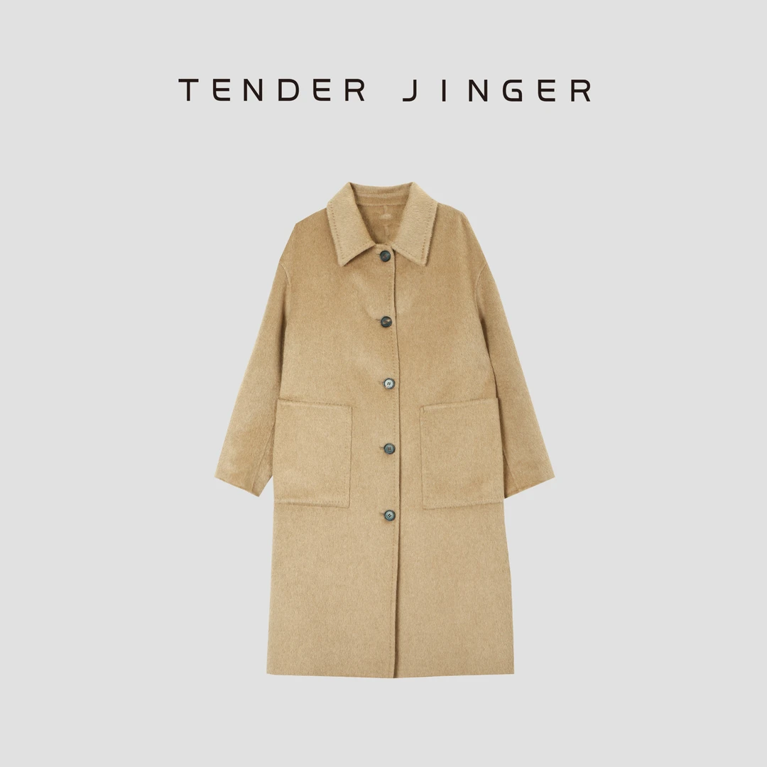 Tender Jinger｜线下专供 骆驼绒翻领单排扣毛呢外套T54TUZ41436
