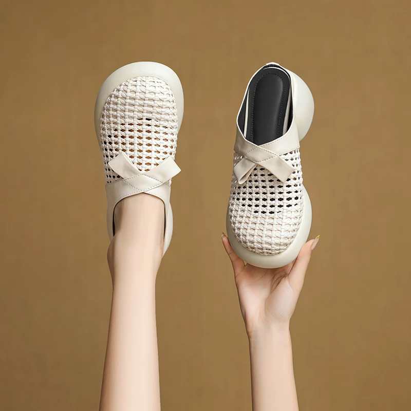 2025年新款牛皮跟高6公分休闲凉鞋