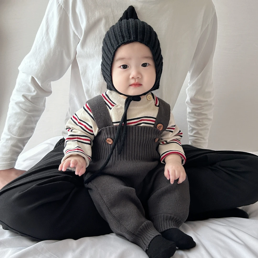 INS风婴儿秋装针织背带裤韩版婴幼儿连体衣男女宝宝洋气韩国童装.