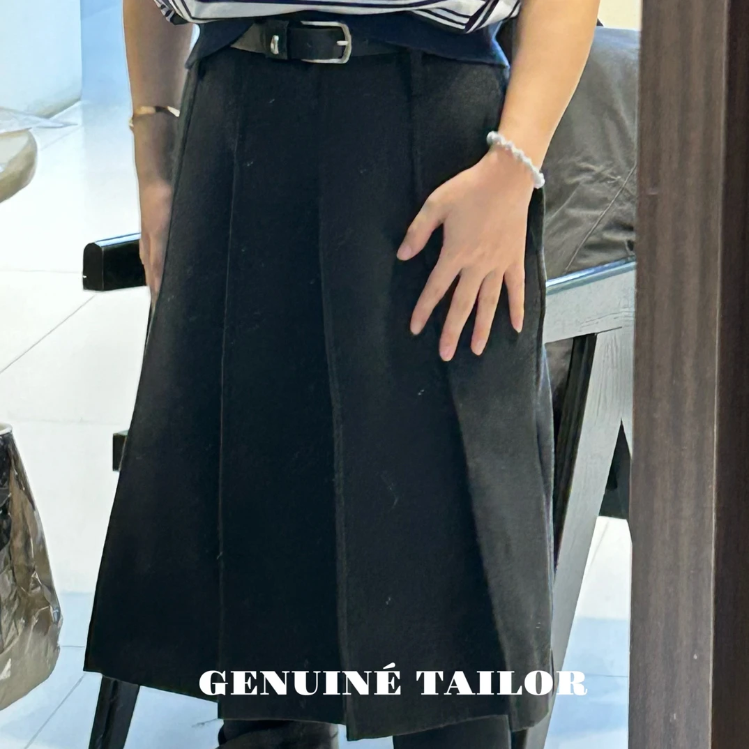 羊毛百褶裙中长款