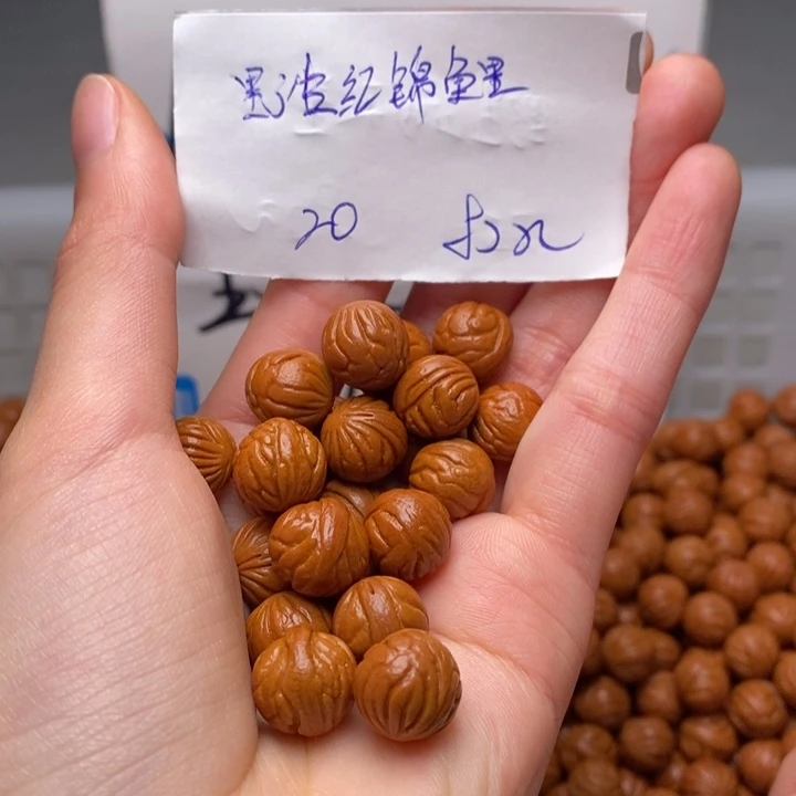 手串桃核12mm左右野生红锦鲤20颗（打孔）