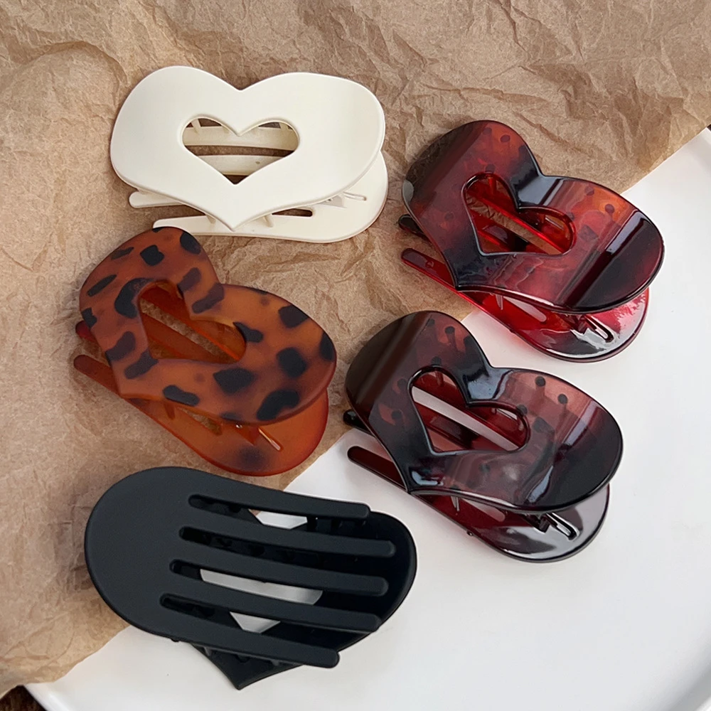 韩版爱心发夹女简约弹鸭嘴夹横夹一字夹高级感头饰百搭后脑勺夹子