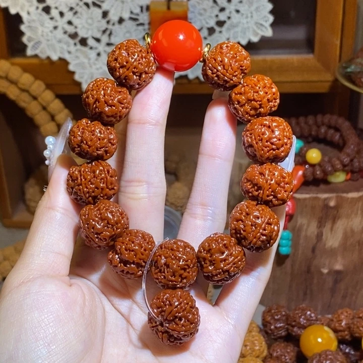 手串金刚菩提195玉华满肉红珠精挑一物