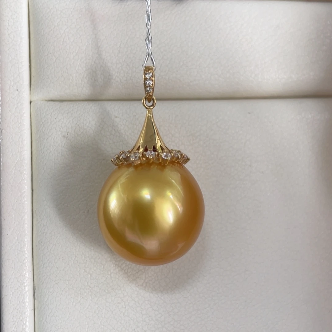 吊坠(不含链)18K金镶嵌海水珍珠14.2mm