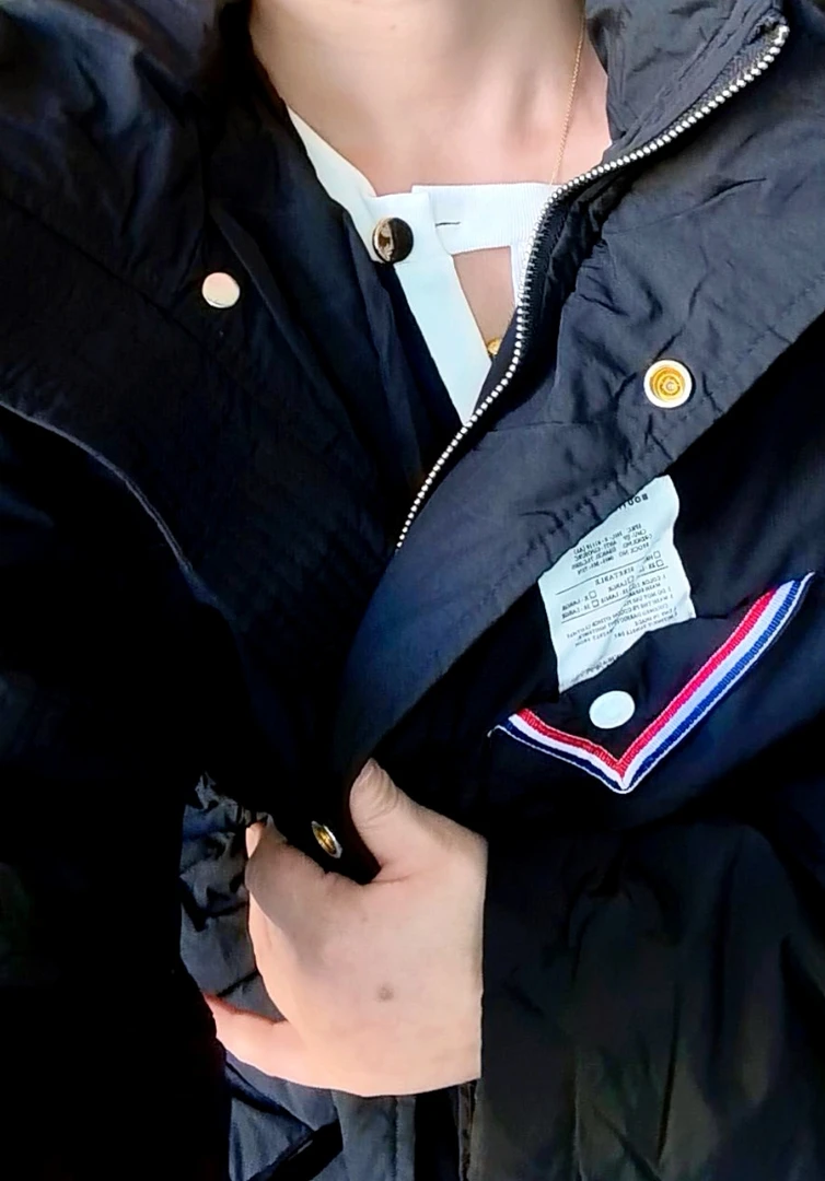 拼接连帽冬季休闲中长款大毛领羽绒服