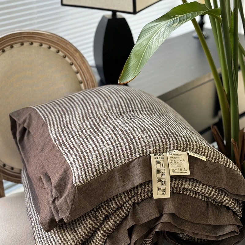 SJL法式复古色织纯棉全棉双层纱春秋被简约单人可机洗四季被宿舍