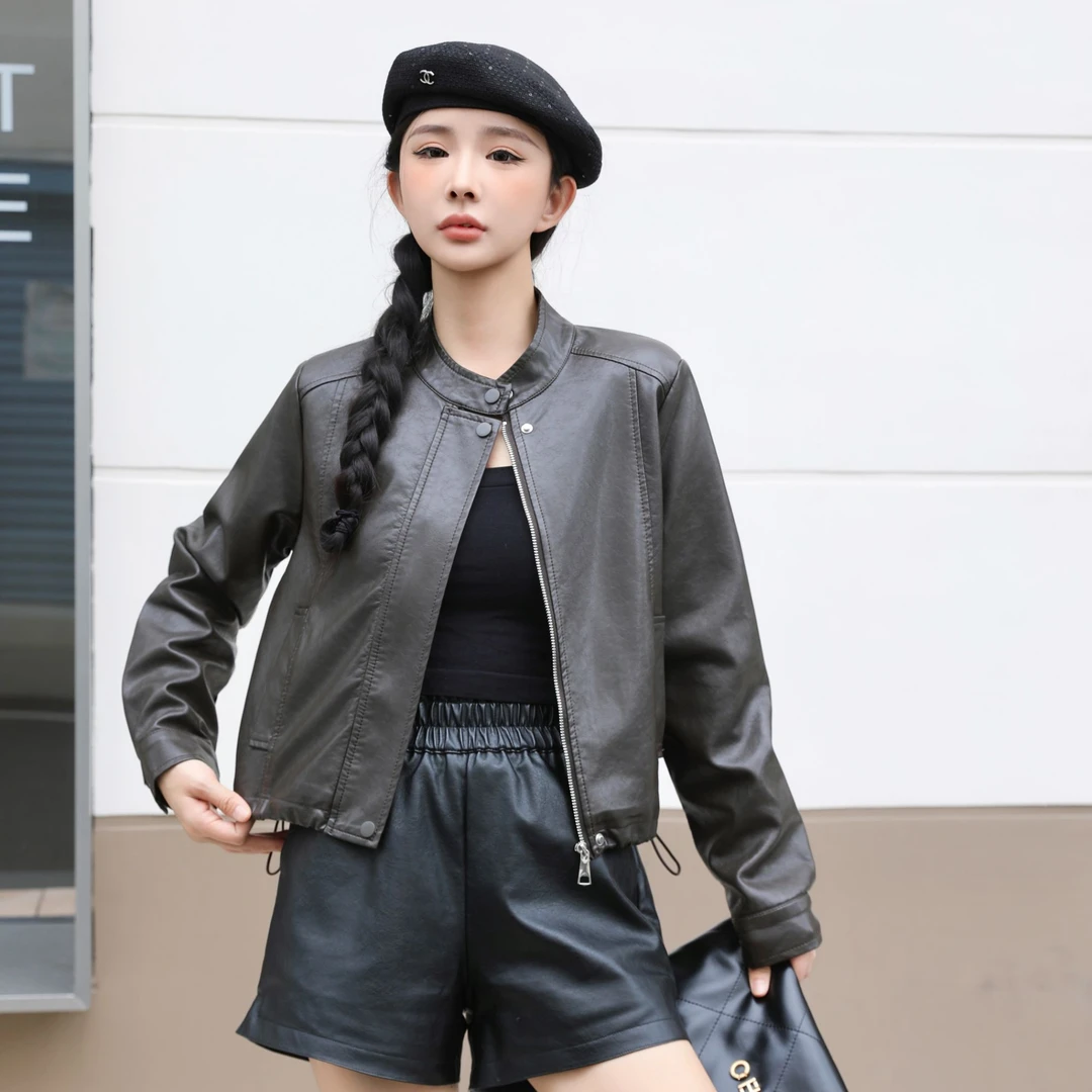 韩版皮衣外套女短款2025秋季新款时尚立领皮夹克机车服外套