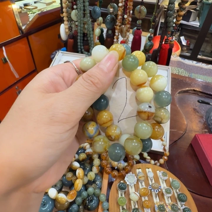 蛇纹石玉合金手链