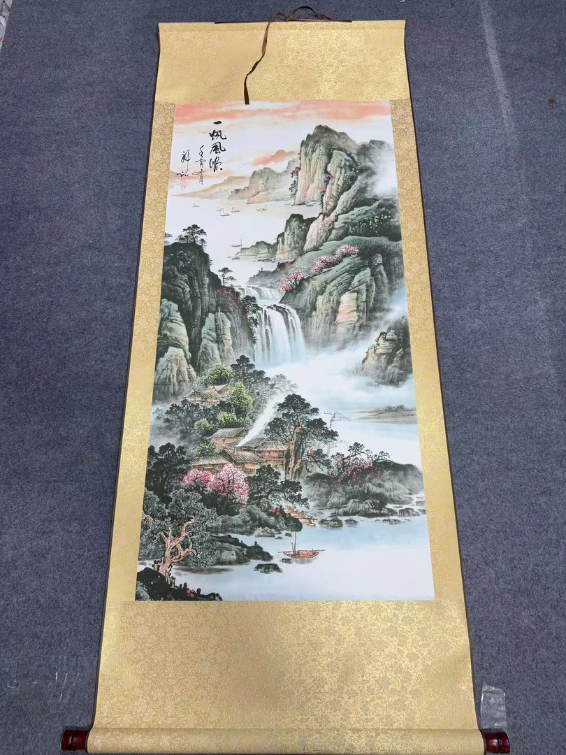 《一帆风顺 山水》 宽60高160 国画