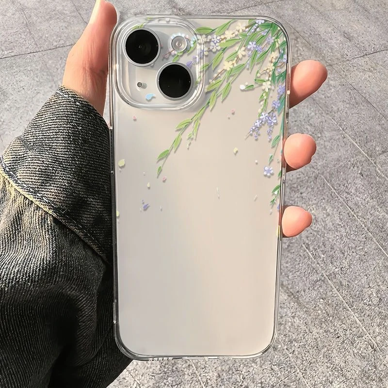 柳枝开花适用iphone16/15promax手机壳苹果13/12透明14卡通11软Xs