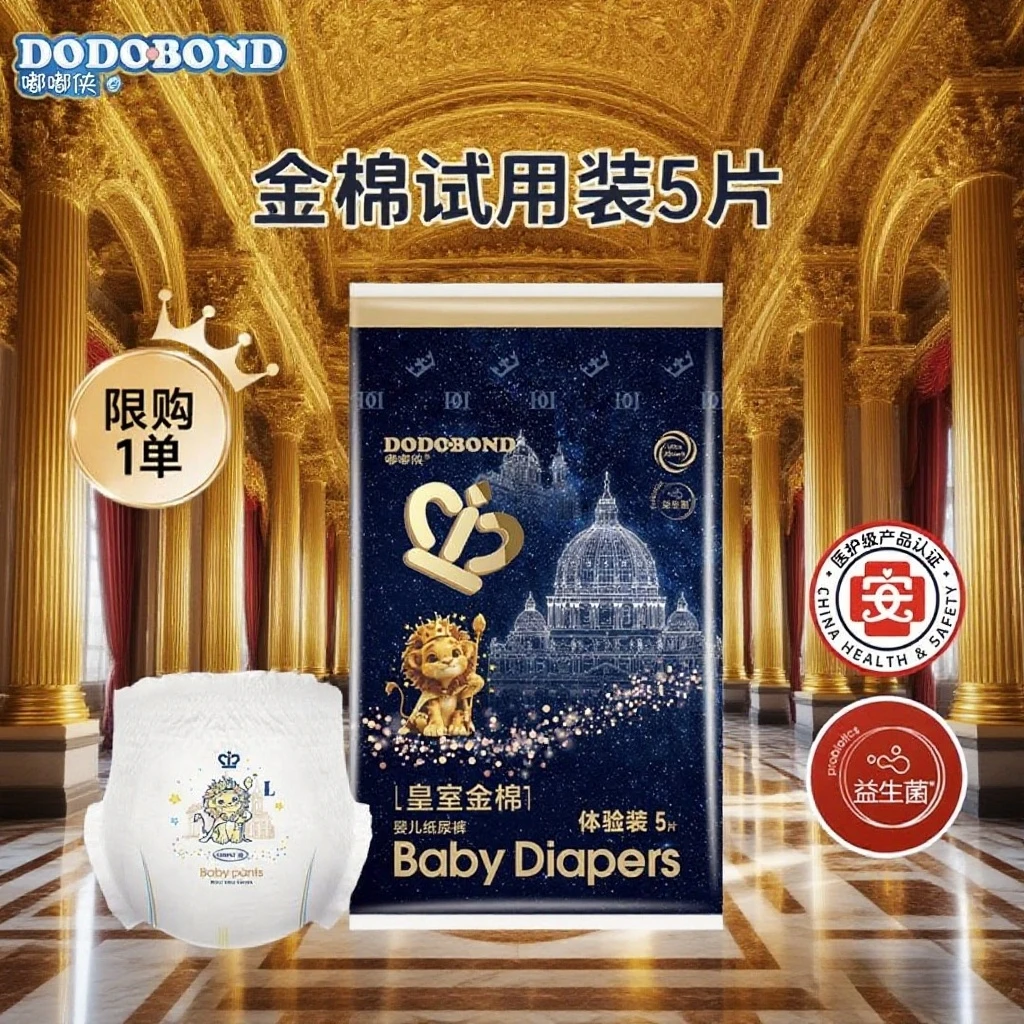 嘟嘟侠超薄透气婴儿纸尿裤宝宝尿不湿柔软拉拉裤便携装5片