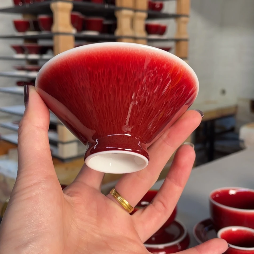 清欢雅玩原矿郎红福利斗笠杯