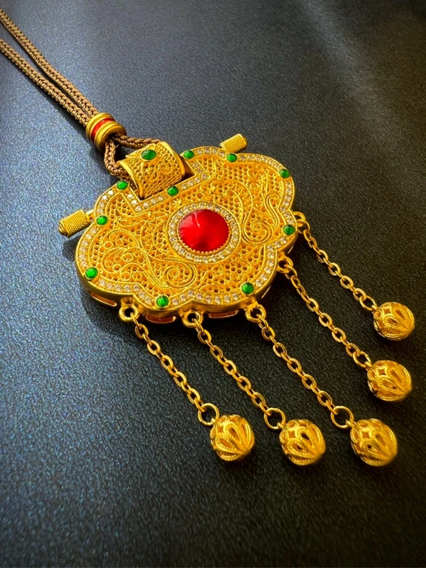 吊坠足银锆石 珐琅天子门生锁-豪华镶嵌款