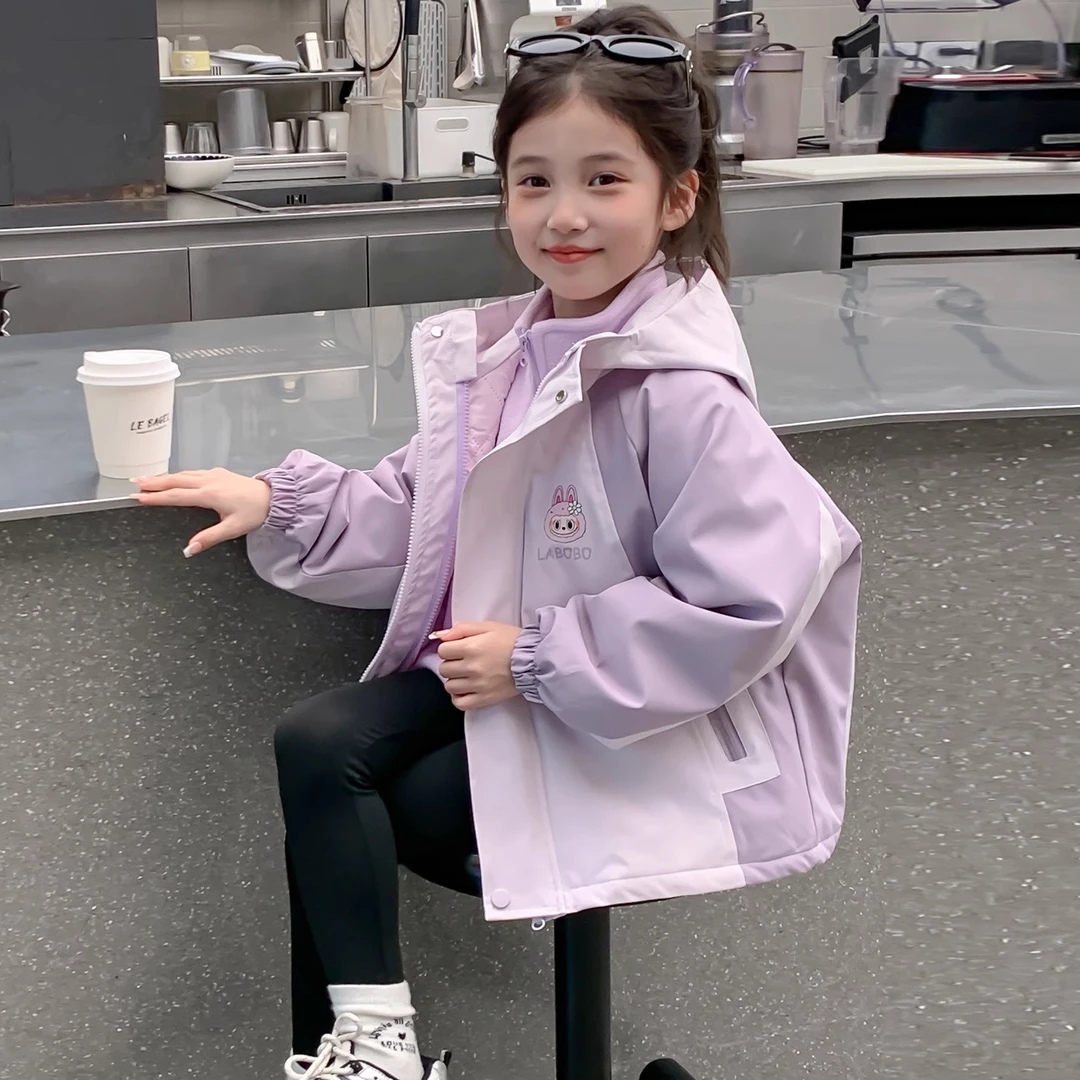 女童三合一可拆卸冲锋衣外套秋冬款2025新款儿童洋气大童冬季上衣