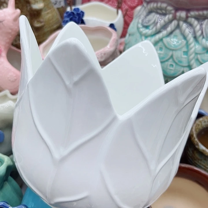 多肉绿植陶瓷花盆9.9包邮，有孔