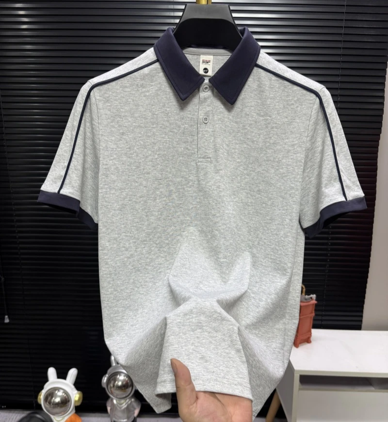 夏季男士基础大众短袖拼色拼接polo衫文艺设计感休闲半袖polo衫男