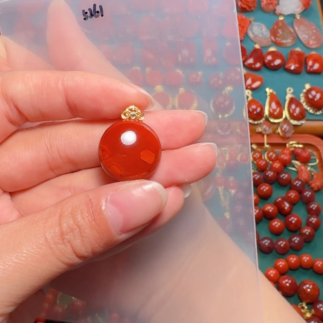 南红玛瑙南红18K金镶嵌