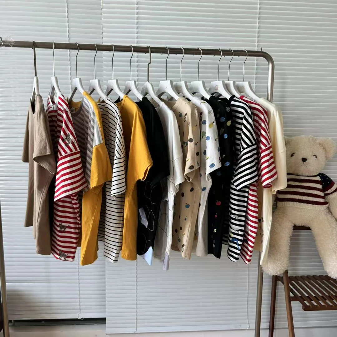 森系可爱宽松圆领休闲条纹水果动物抽象刺绣百搭T恤25062957