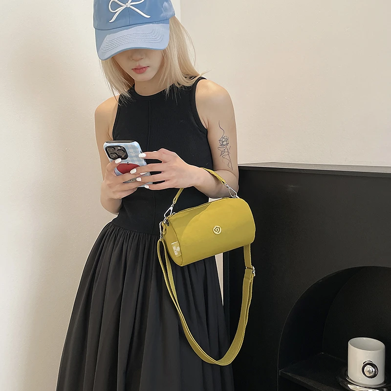 休闲小包包女牛津布小众质感单肩包百搭防水帆布简约手拎斜挎女包