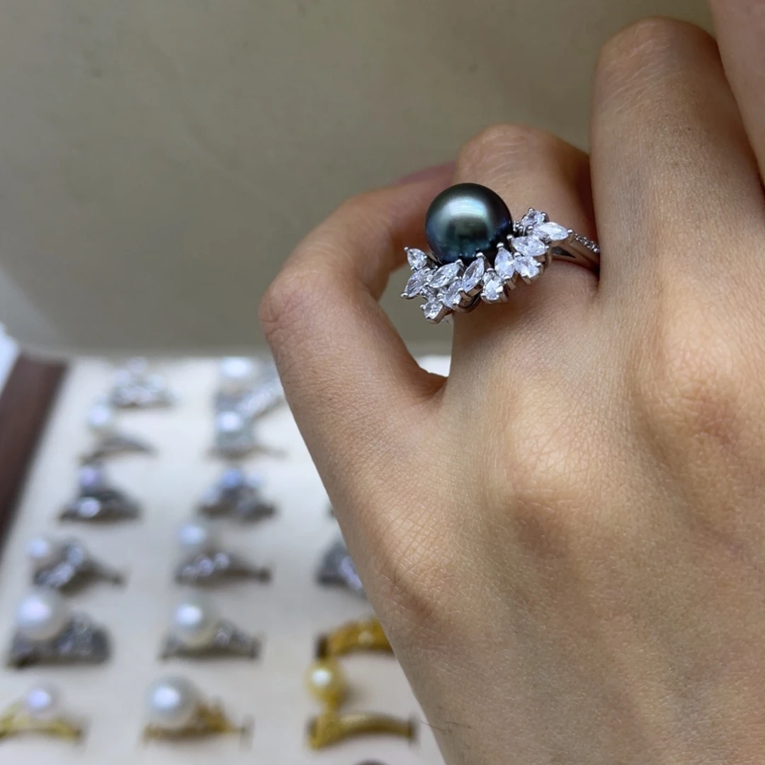 银S925镶嵌海水珍珠戒圈