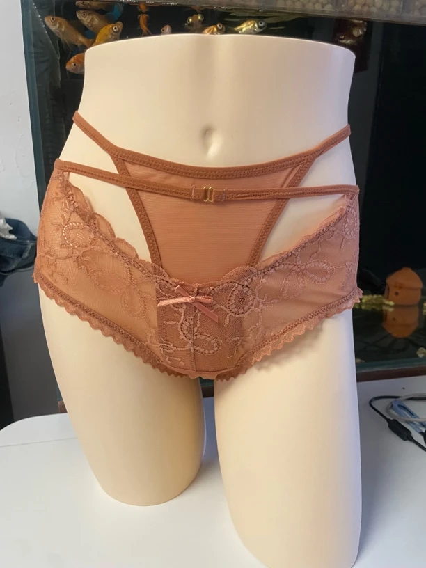 新款法式性感美腰蕾丝镂空网纱高腰棉裆提臀女士三角内裤