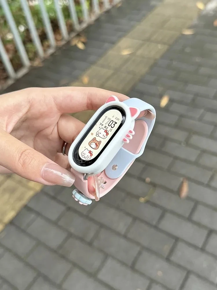 适用小米手环10表带9卡通8硅胶7可爱3/4/5/6nfc腕带小众女生ins风