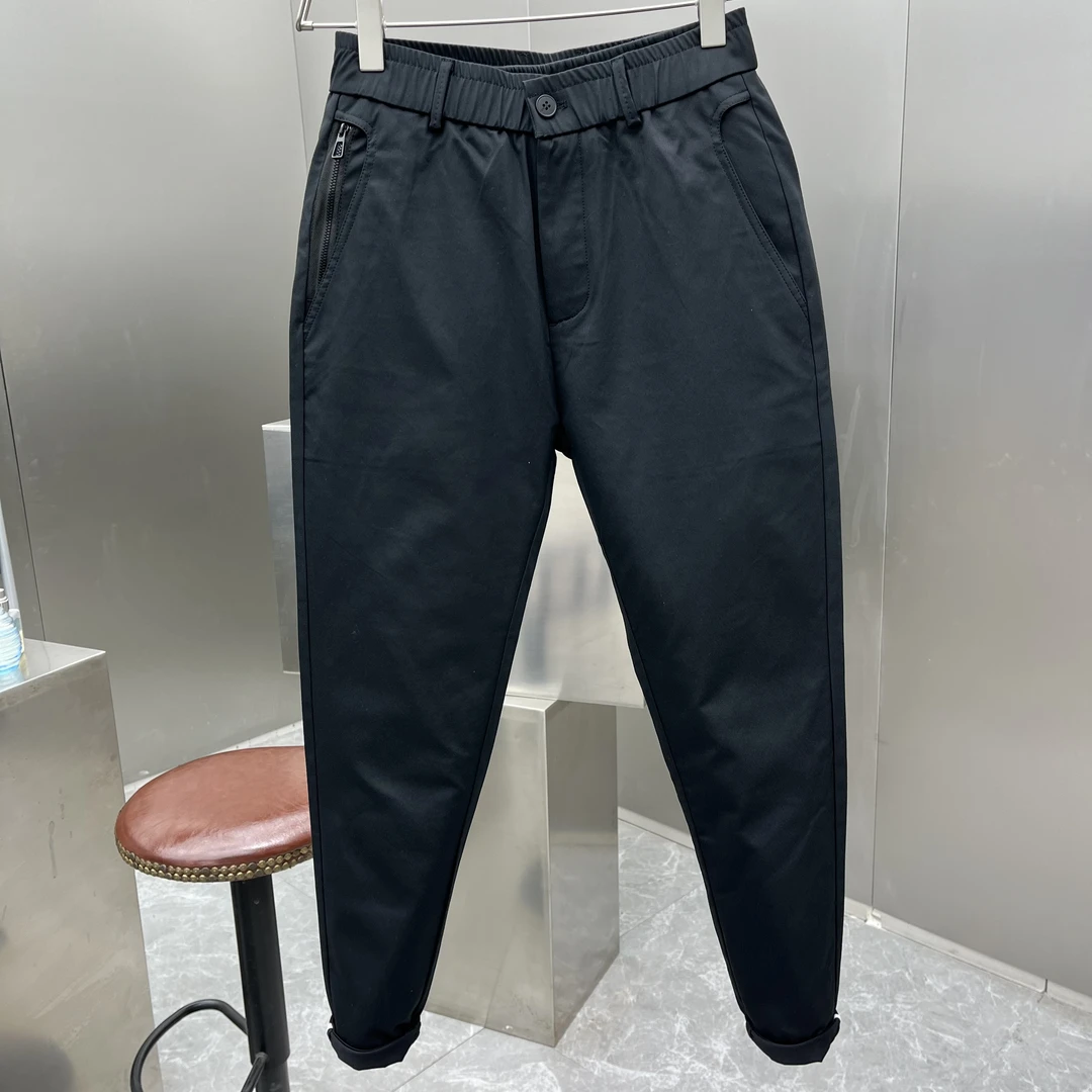 高端货 早春男装裤子 男士弹力商务休闲裤时尚长裤 百搭黑色修身