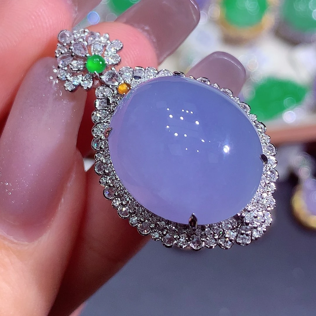 翡翠18K金镶嵌吊坠(不含链)