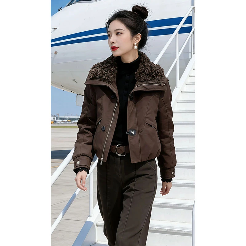 【松烟东记】时尚复古工装风棉衣外套女2025冬季新款爆款棉服