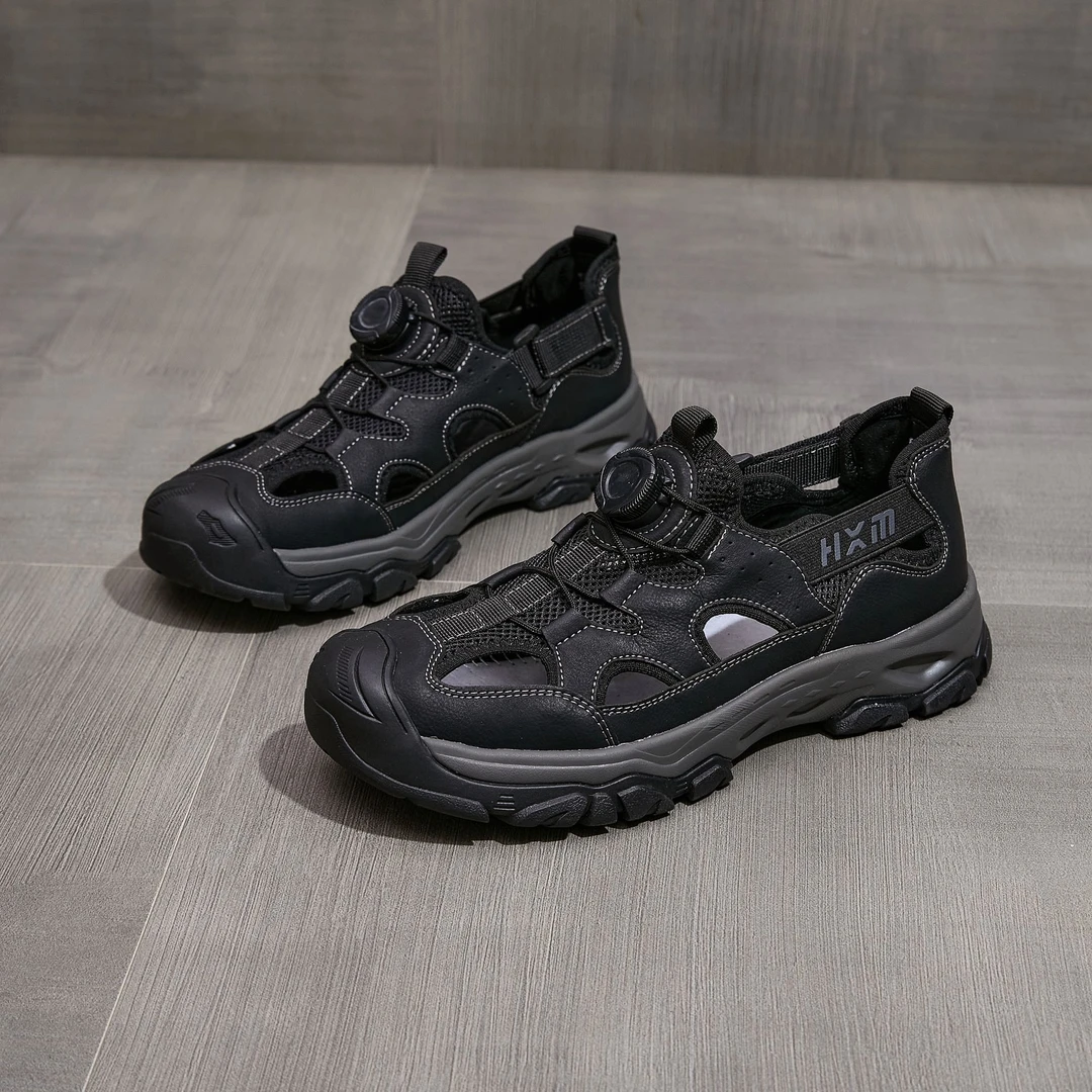 夏季新款单鞋男户外运动包头凉鞋男防滑沙滩鞋男镂空透气洞洞男鞋