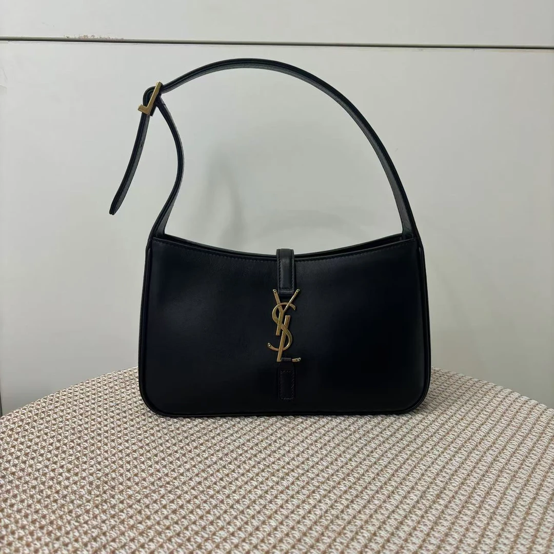 95新 YSL/圣罗兰 黑金LE 5 à 7腋下包