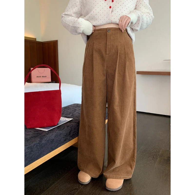 巨鹿工作室微胖定制好穿第一名!复古灯芯绒直筒阔腿休闲裤