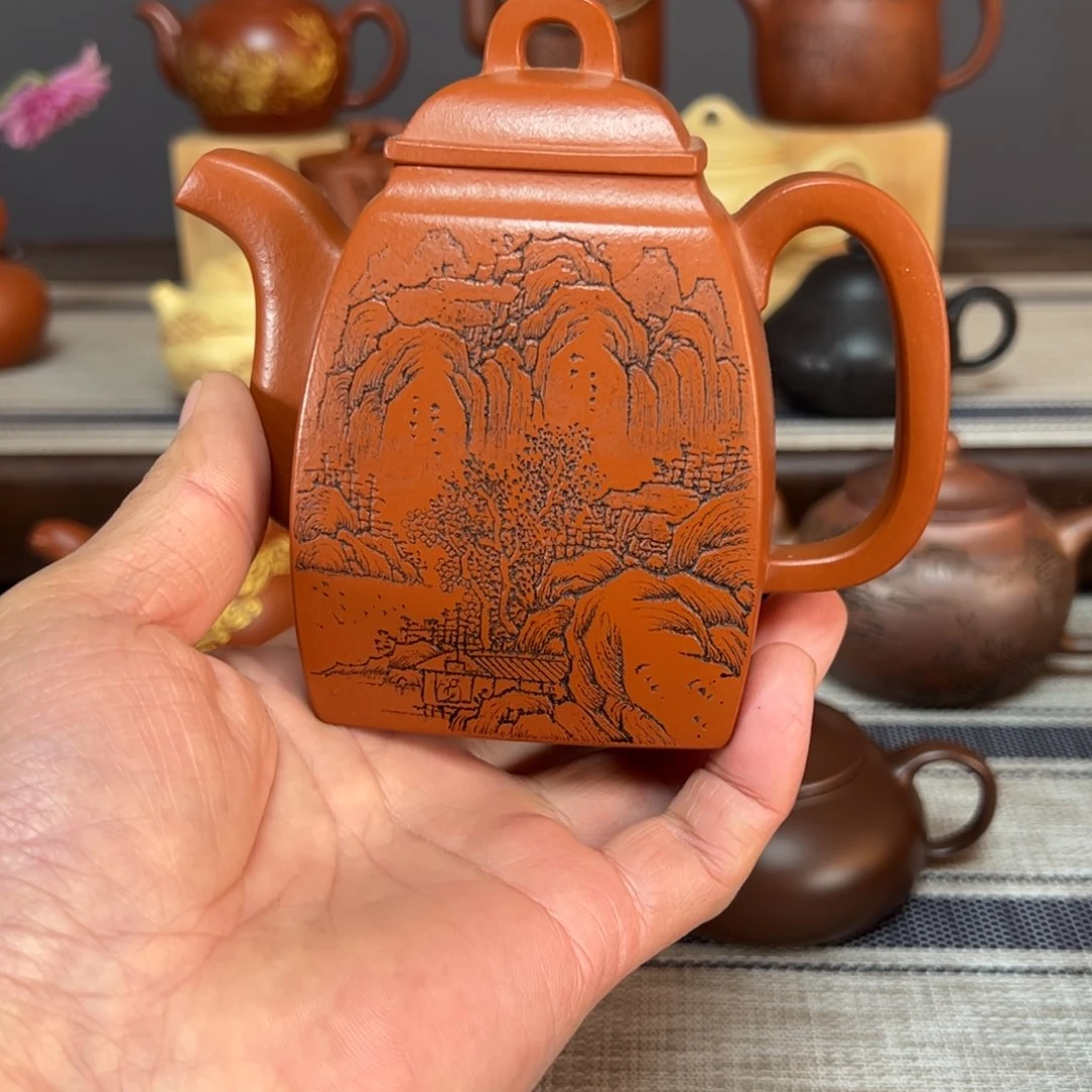 茶壶紫砂释*谷全手工朱泥汉方容量320c c