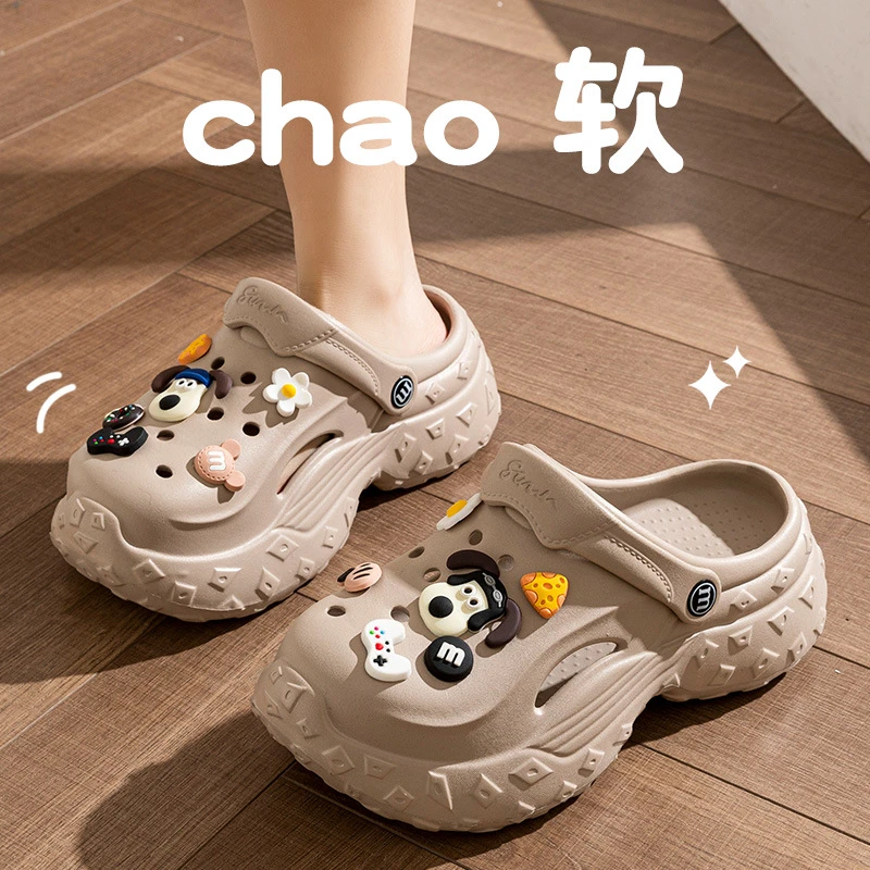 厚底洞洞鞋女款女童女士外穿新款防滑防臭增高凉鞋儿童拖鞋女夏