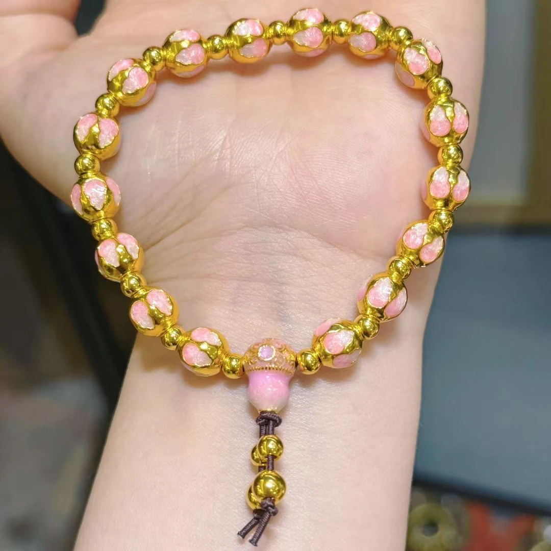【小鹏黄金】足金999 珐琅粉色葫芦福禄手链4.69  4.71  4.74
