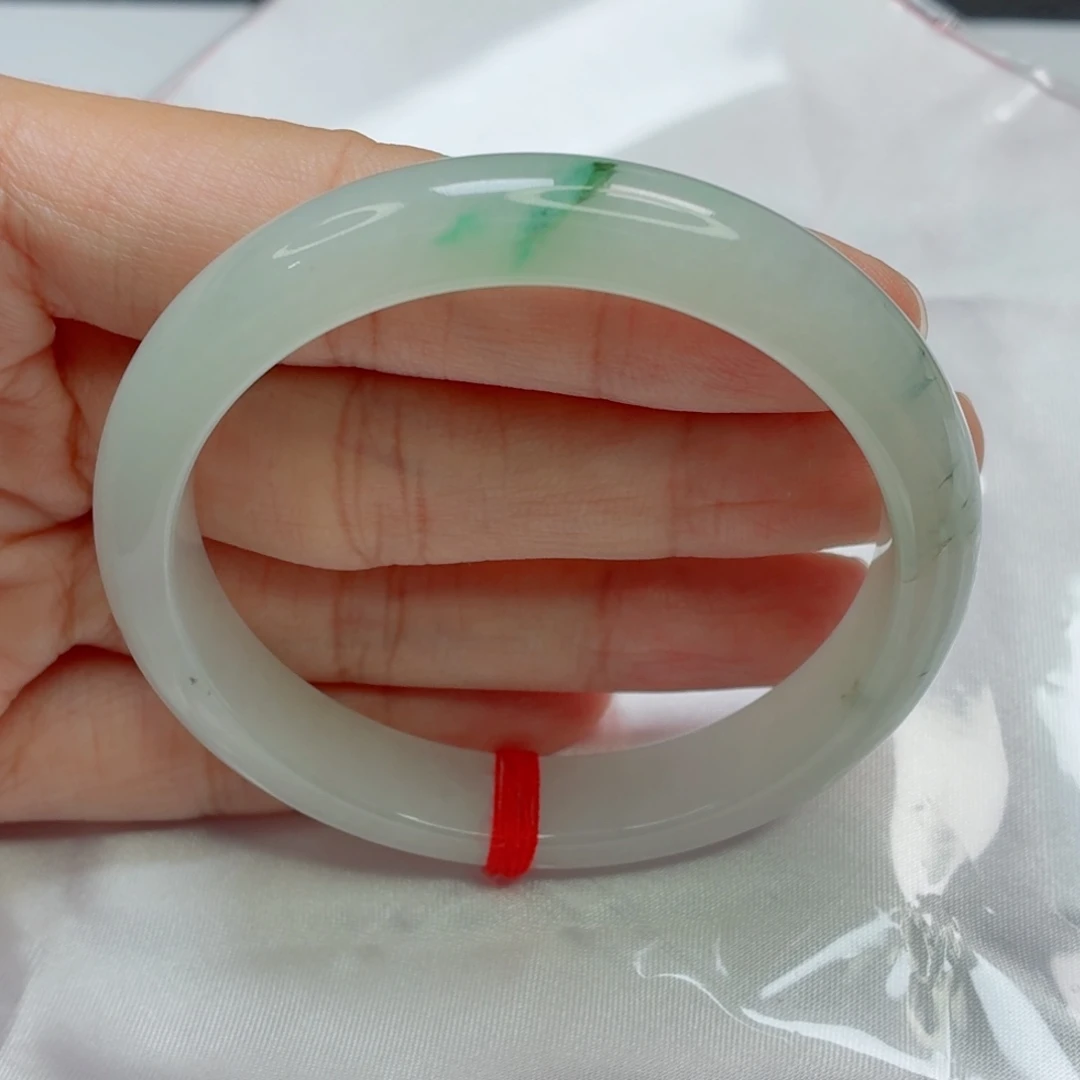 翡翠手镯未镶嵌老坑起胶飘阳绿006