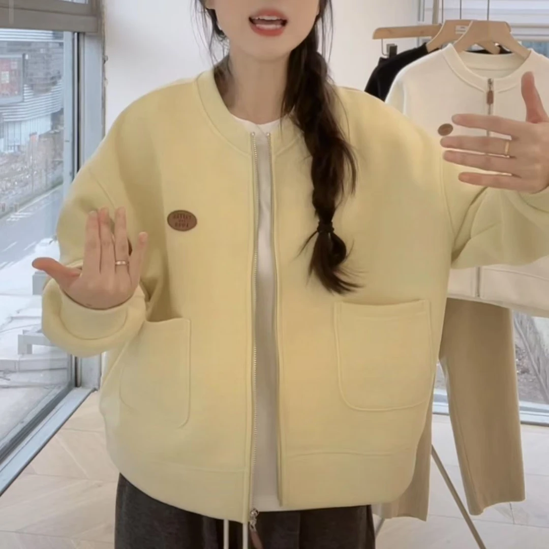 韩版ins风2025春新款棉质韩版短款夹克棒球服百搭休闲学院风外套