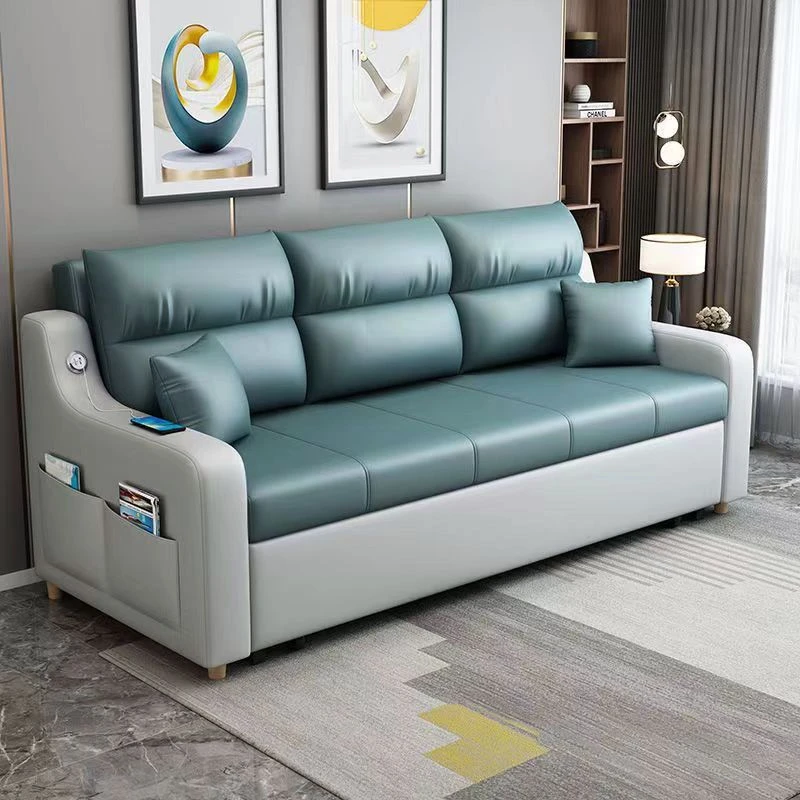 折叠沙发床两用单人多功能客厅小户型储物科技布简约现代实木沙发