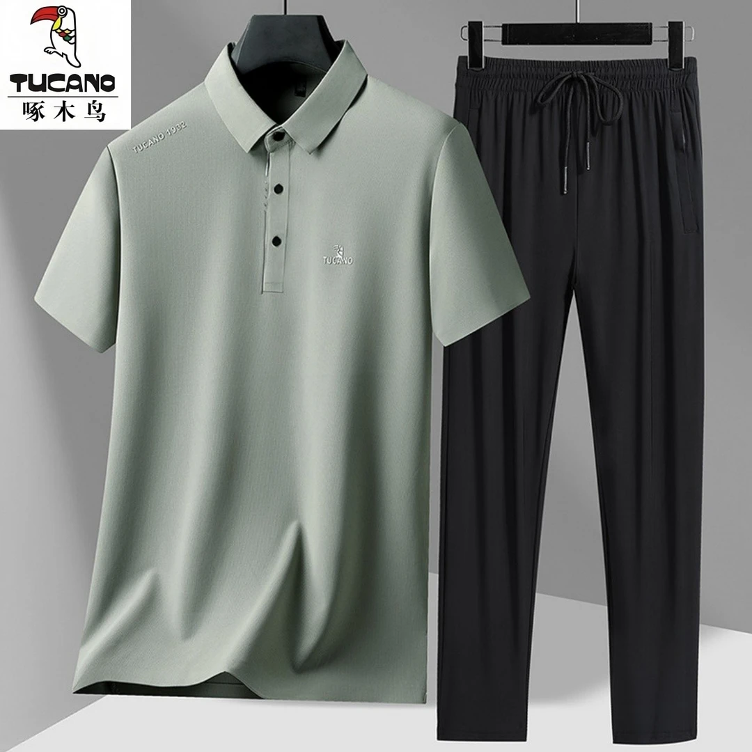 TUCANO/啄木鳥男士弹力透气夏季POLO衫短袖轻奢休闲运动套装薄款