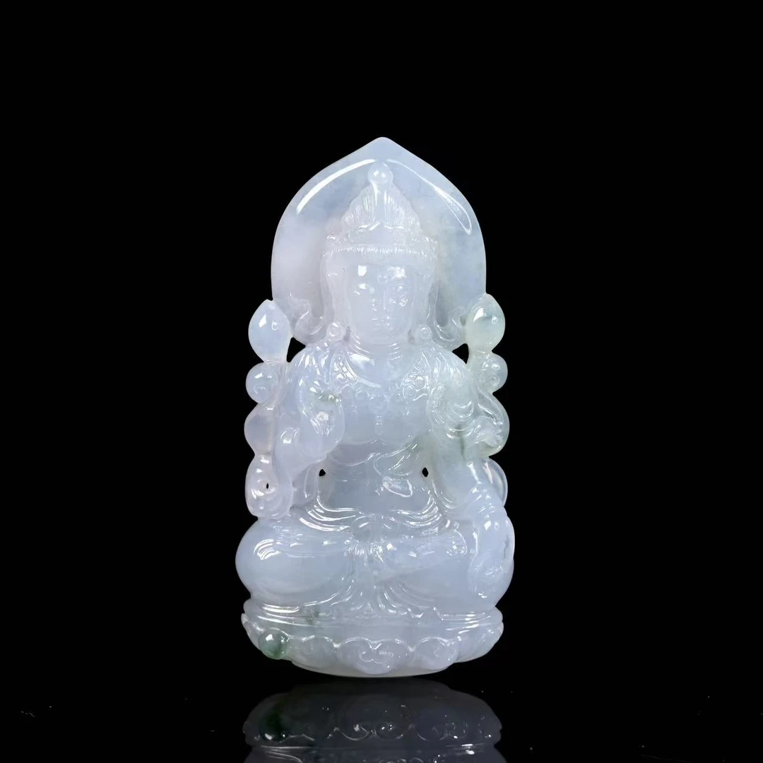 19天然缅甸翡翠A货飘绿正装观音/1216115/拍卖