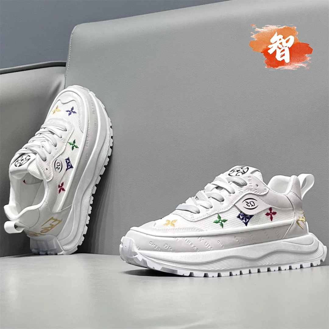 智冶男鞋2025夏季新款透气百搭舒适休闲鞋软底系带低帮系带老爹鞋