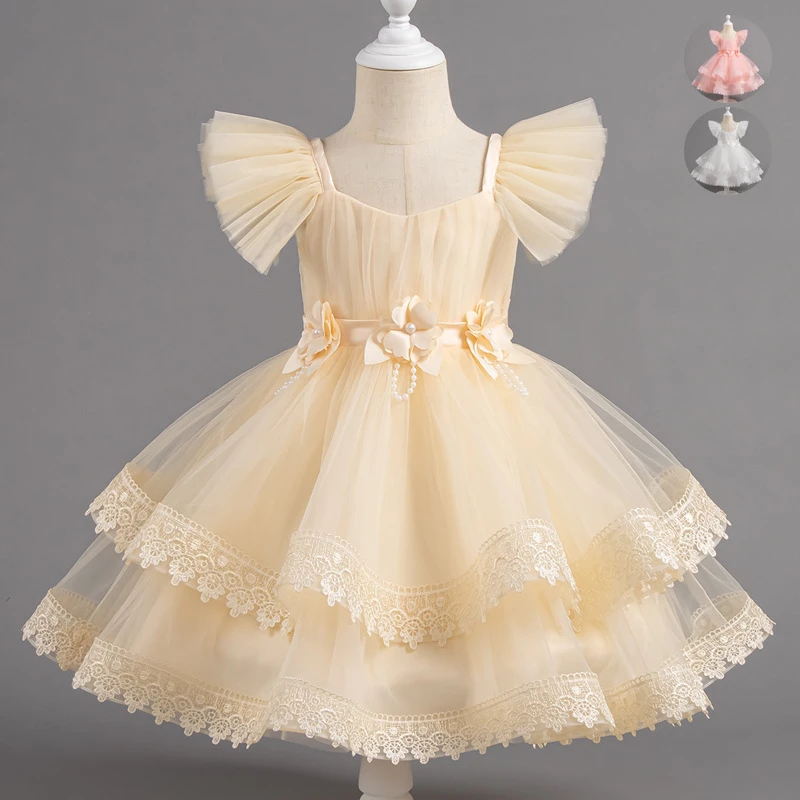 儿童公主裙礼服童装花童装恀纱演出服宝宝蓬蓬连衣裙2025时尚洋气