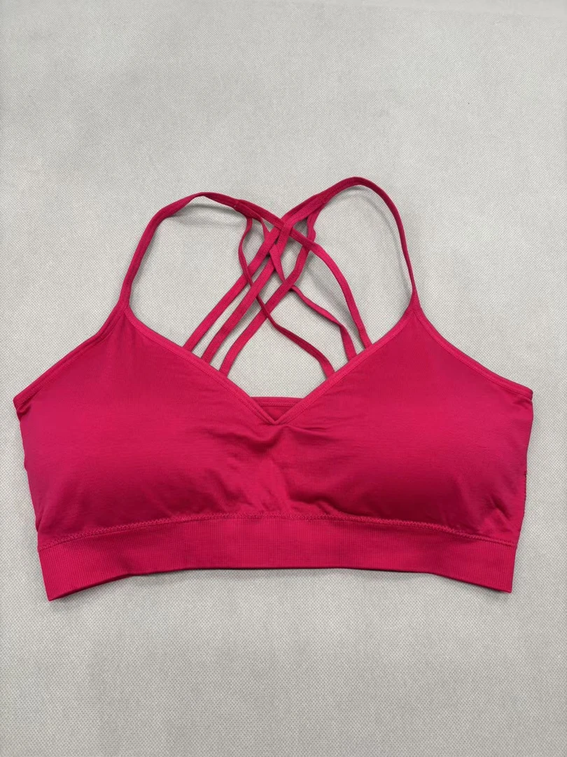 励志女孩大码可拆卸细肩带运动美背WX-玫红