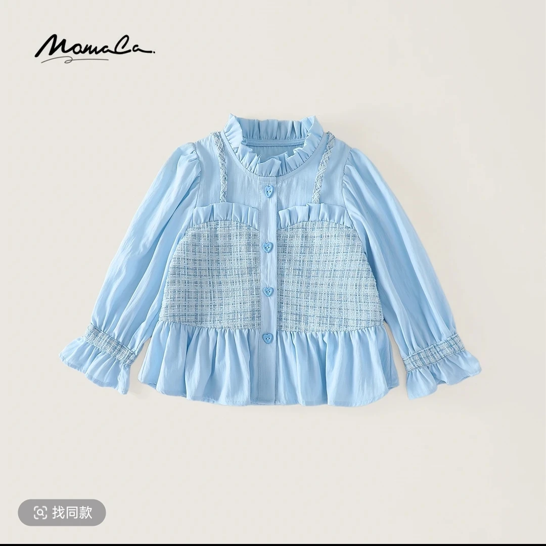 MOMOCO女童秋季新款洋气小香风气质假两件上衣衬衫77730129006