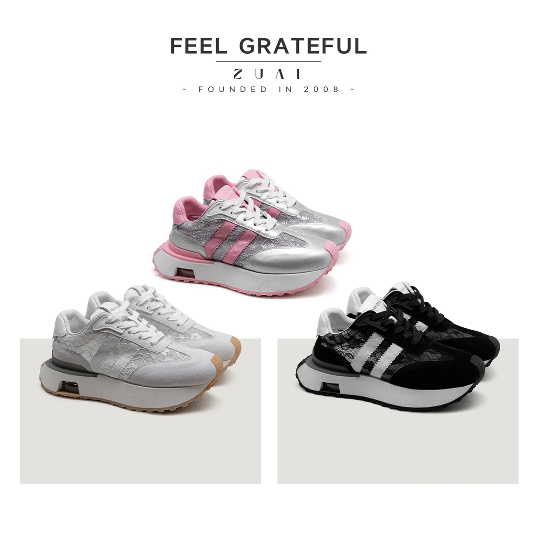 【蕾丝阿甘】磨砂牛皮羊皮里镂空阿甘鞋网面透气运动鞋24ZUAI230