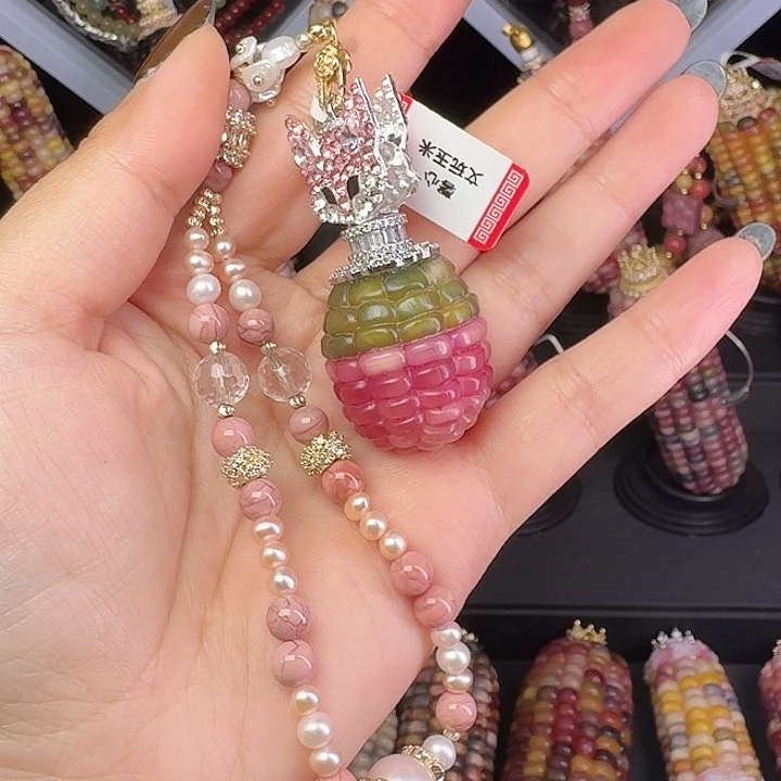 文玩玉米毛衣链手把件