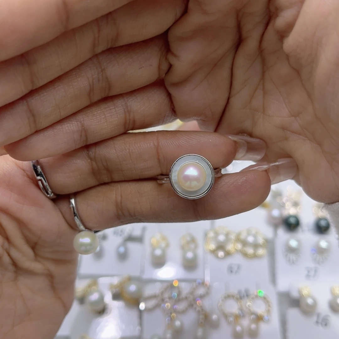 番****戒指淡水珍珠合金