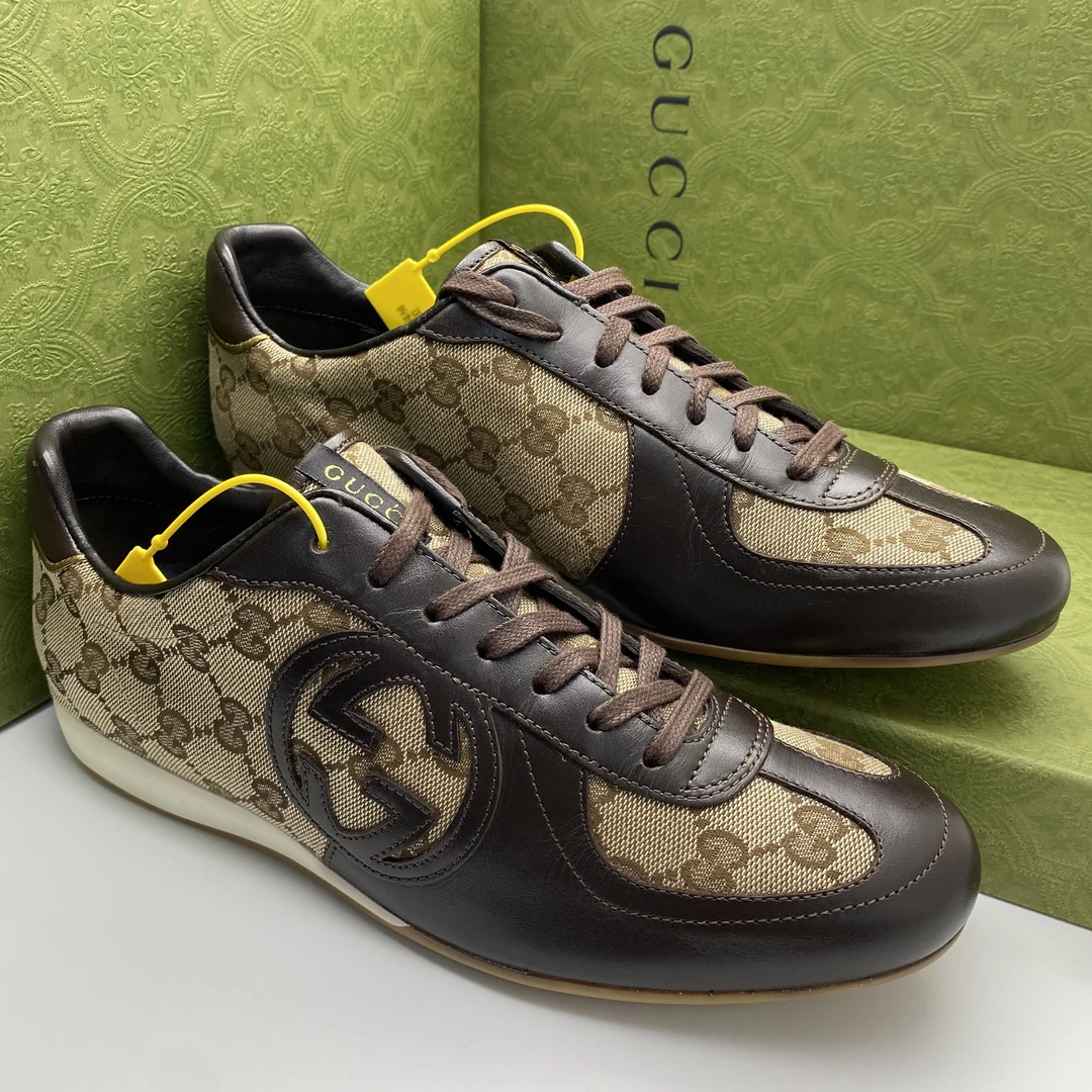 未使用 GUCCI/古驰 39.5欧码/满印双G老花德训休闲鞋/全套